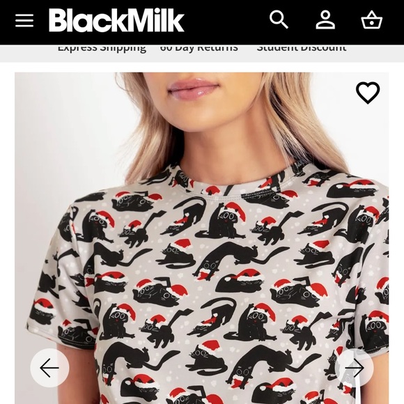 Blackmilk “CATS IN HATS TIE FRONT TEE” Size Small S NWT Xmas Christmas - Picture 2 of 14